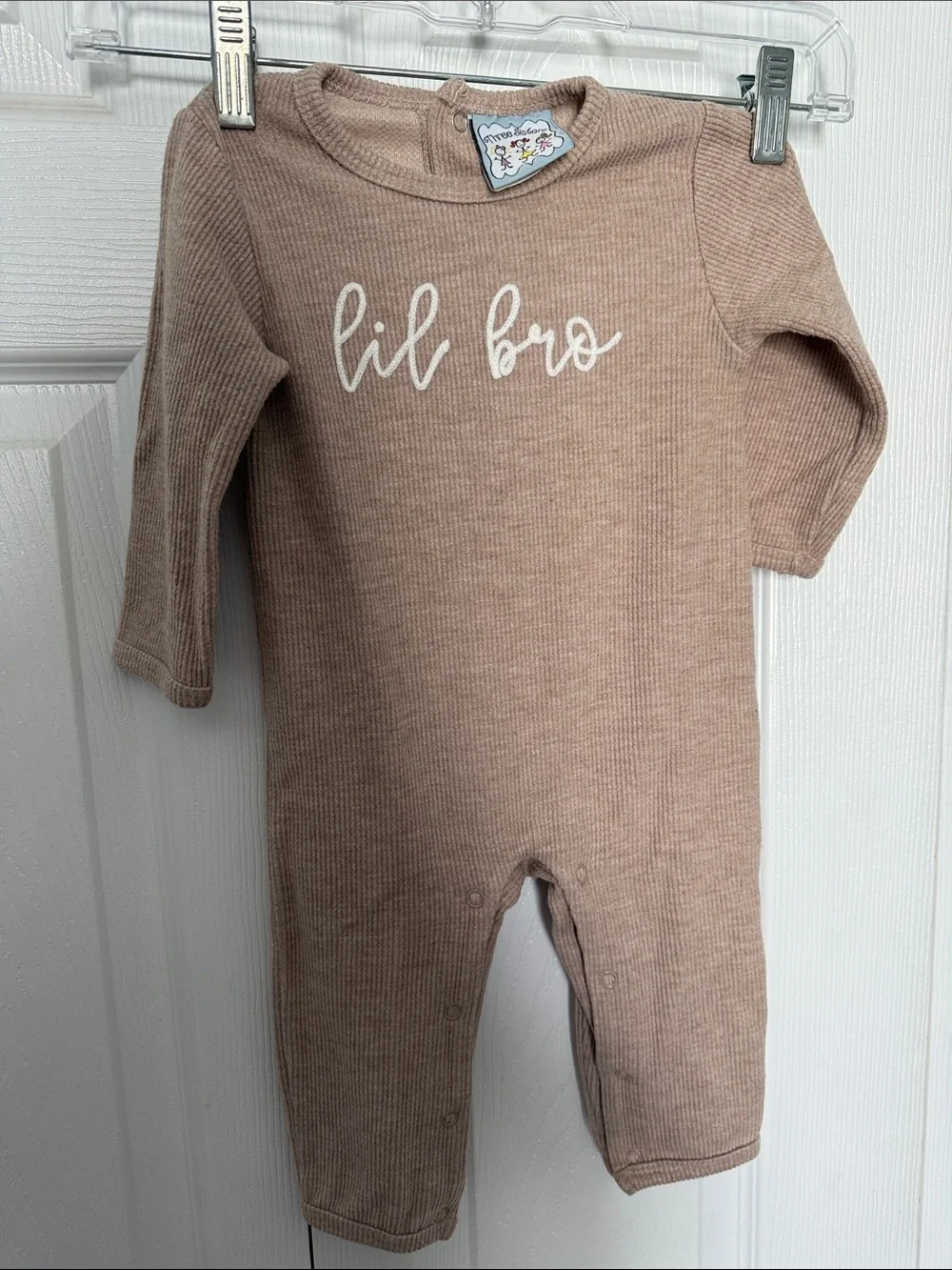 Lil Bro Ribbed Baby One-Piece in Dusty Brown